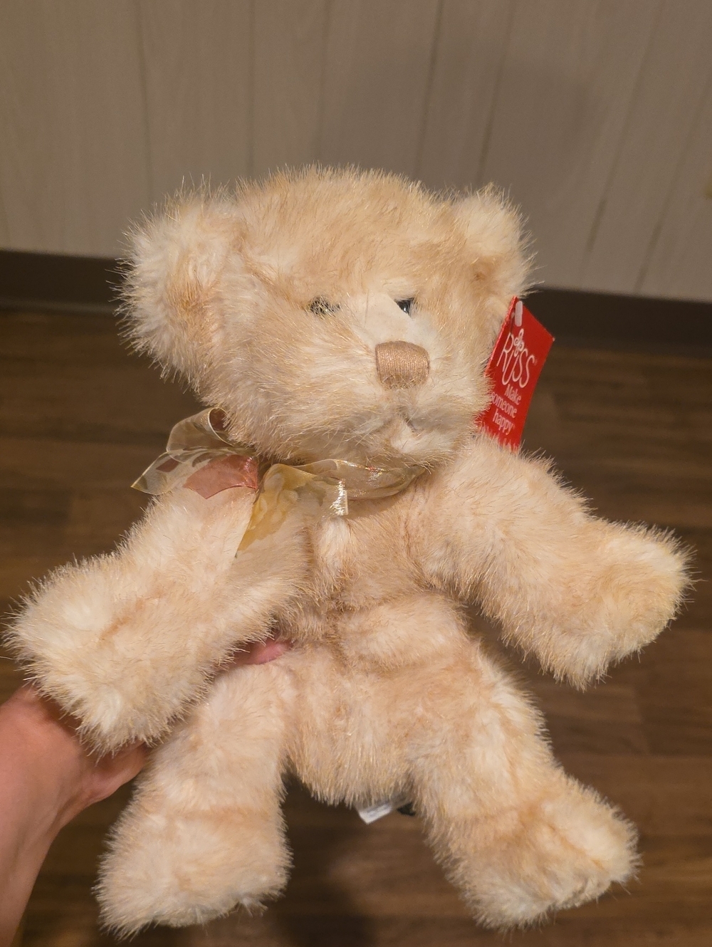 Russ Beige Plush Teddy Bear with Ribbon Bow